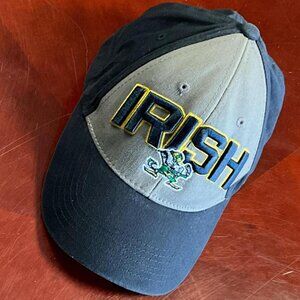Mens Notre Dame Fighting Irish Spellout Gray Blue Retro Style Adjustable Hat